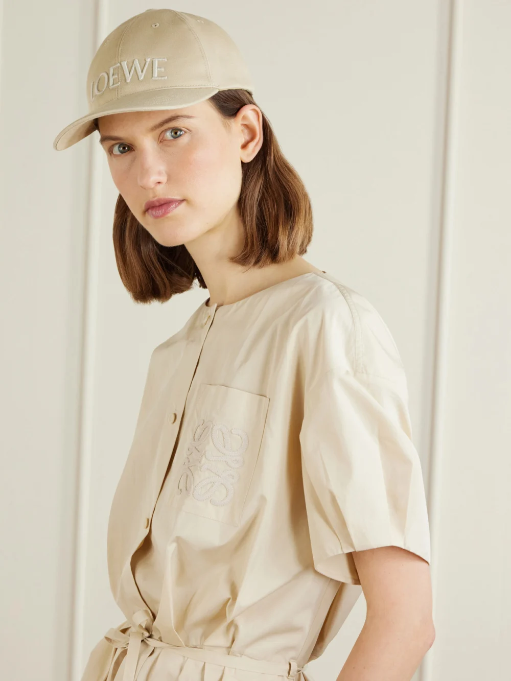 Loewe + Paula's Ibiza Embroidered Cotton-twill Baseball Cap, styled view