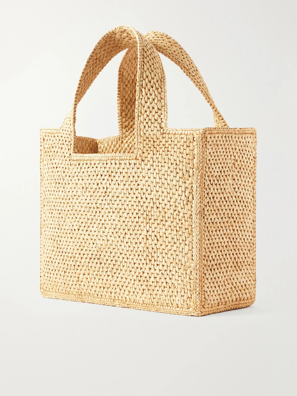 Back view of the Loewe + Paula's Ibiza Embroidered Raffia Tote