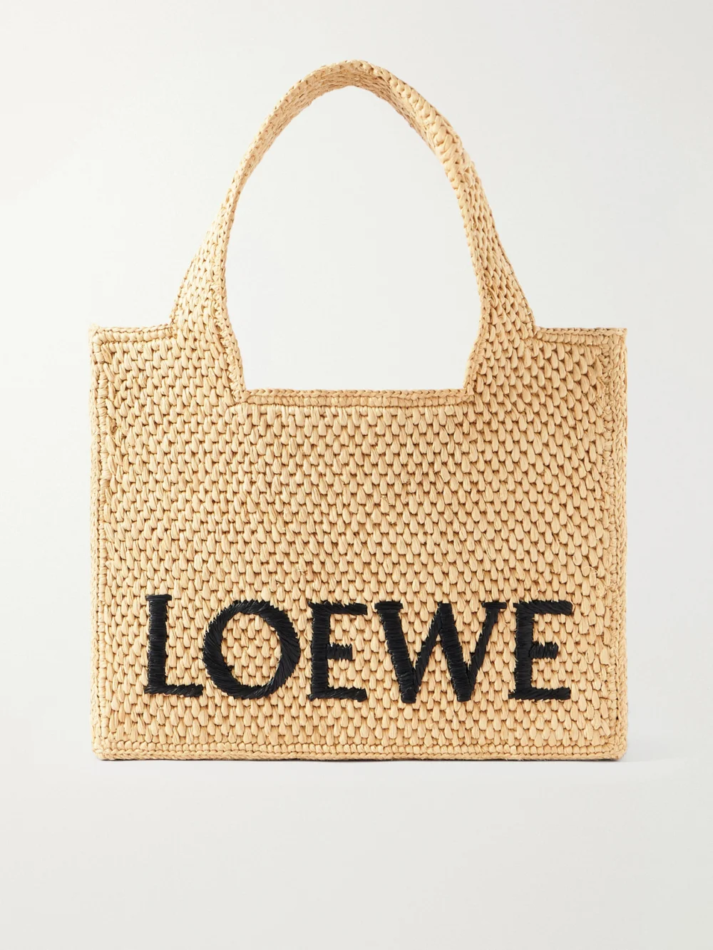 Loewe + Paula's Ibiza Embroidered Raffia Tote in beige