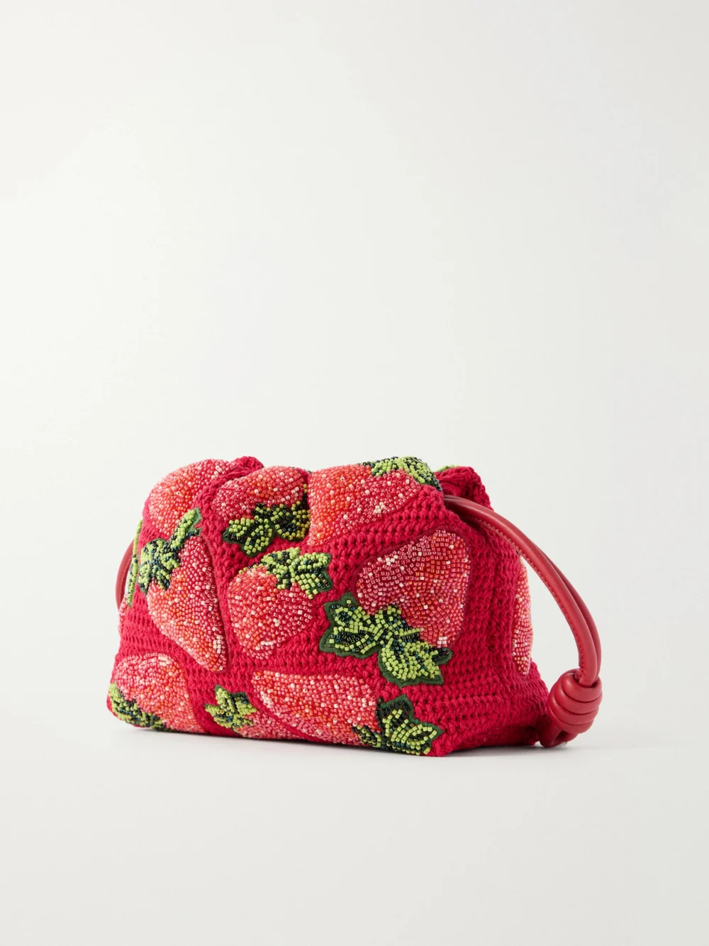 Back view of the Loewe + Paula's Ibiza Flamenco Leather-trimmed Beaded Clutch Bag