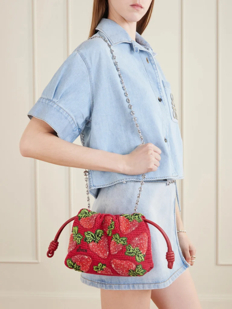 Loewe + Paula's Ibiza Flamenco Leather-trimmed Beaded Clutch Bag