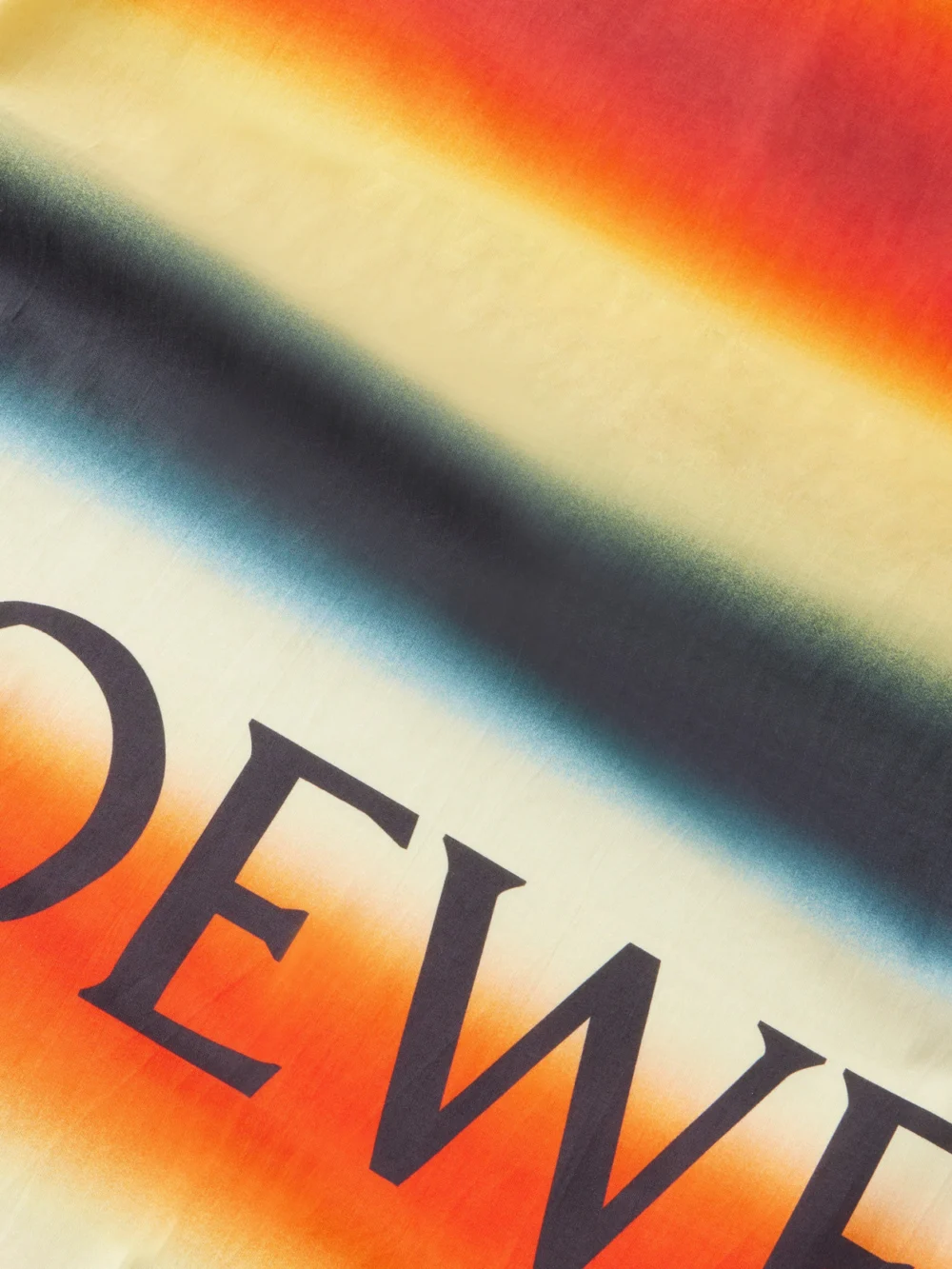 Close-up detail of the Loewe + Paula's Ibiza Fringed Striped Cotton-voile Scarf