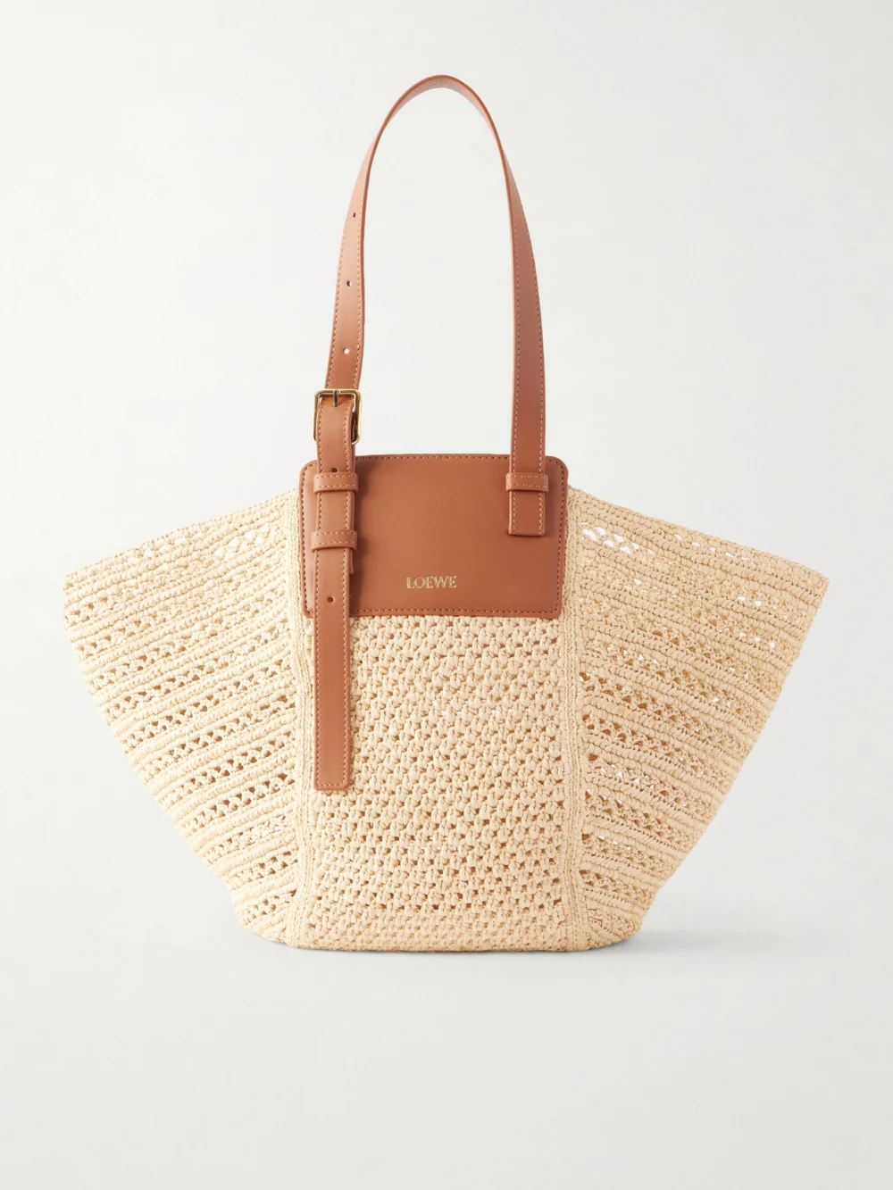 Loewe + Paula's Ibiza Hammock Cabas Leather-trimmed Raffia Tote in neutral