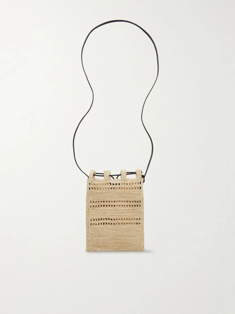 Back view of the Loewe + Paula's Ibiza Leather-trimmed Embroidered Raffia Shoulder Bag