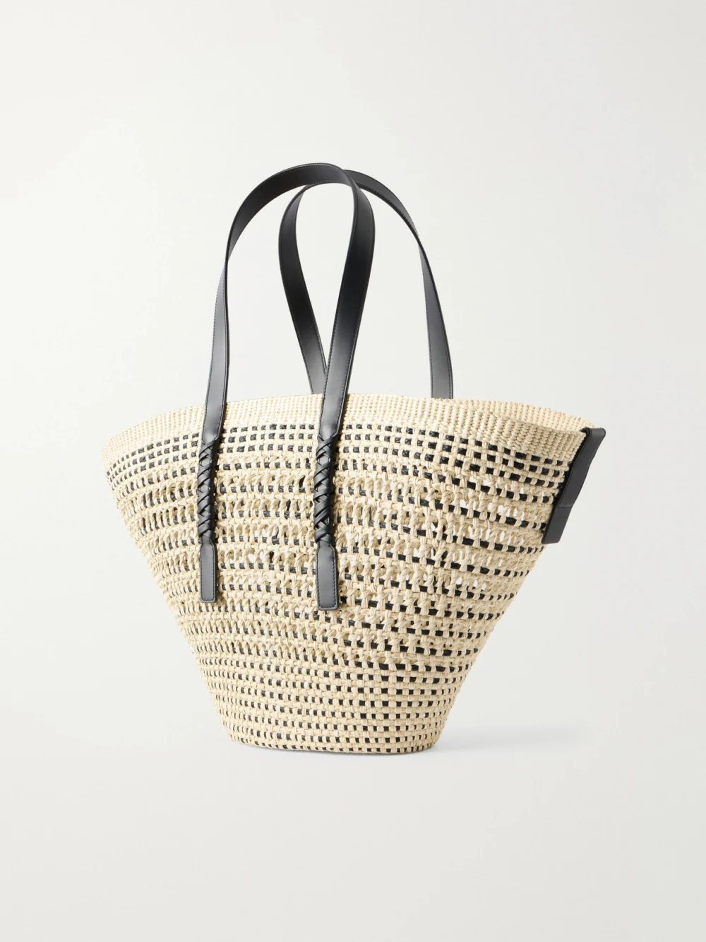 Back view of the Loewe + Paula's Ibiza Leather-trimmed Iraca Tote