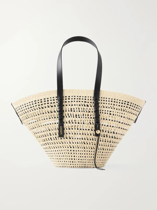 Loewe + Paula's Ibiza Leather-trimmed Iraca Tote
