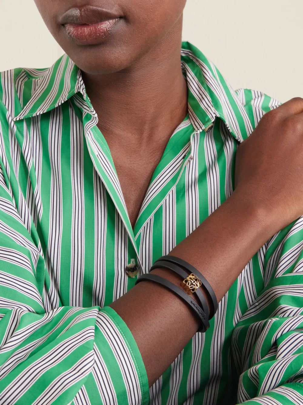 Loewe + Paula's Ibiza Logo-embellished Leather Bracelet, styled view