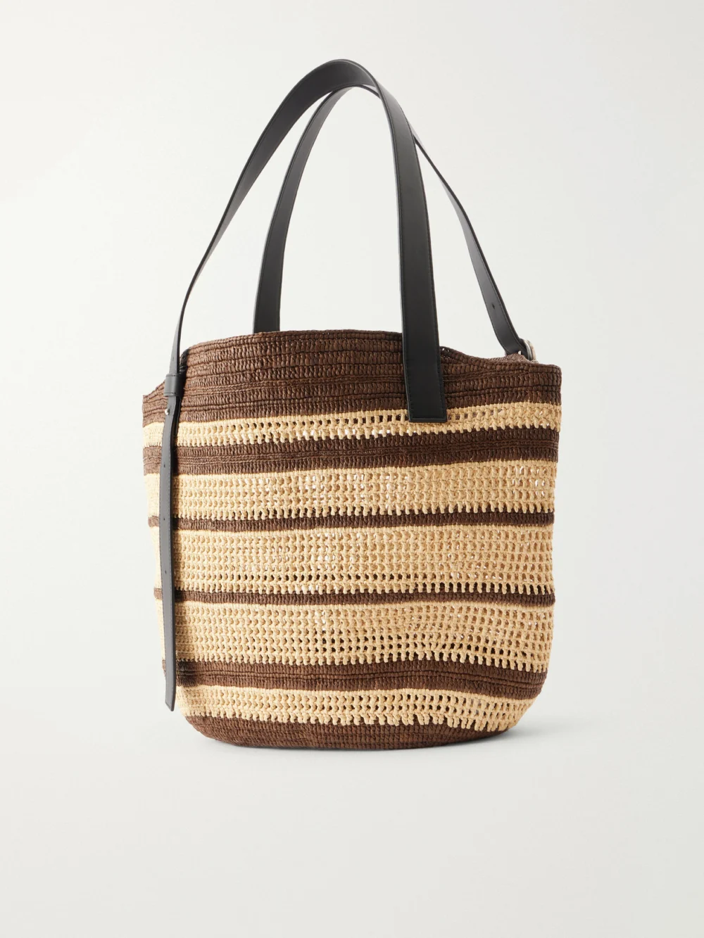 Back view of the Loewe + Paula's Ibiza Loop Basket Leather-trimmed Raffia Tote