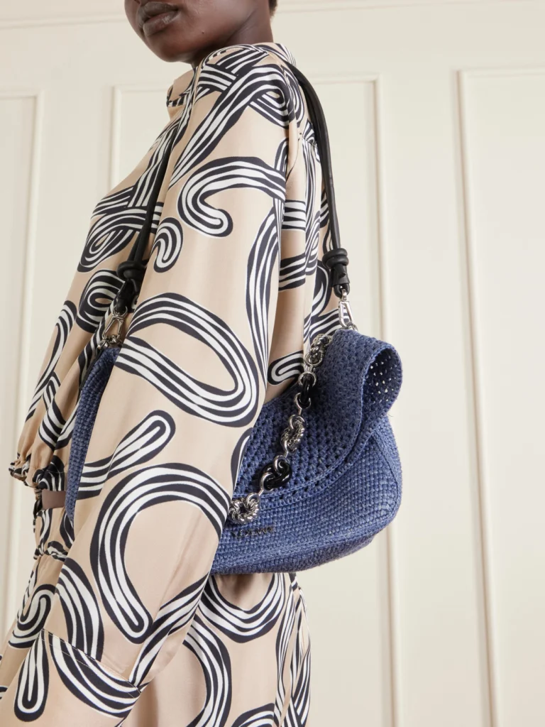 Loewe + Paula's Ibiza Ola Embellished Leather-trimmed Raffia Shoulder Bag