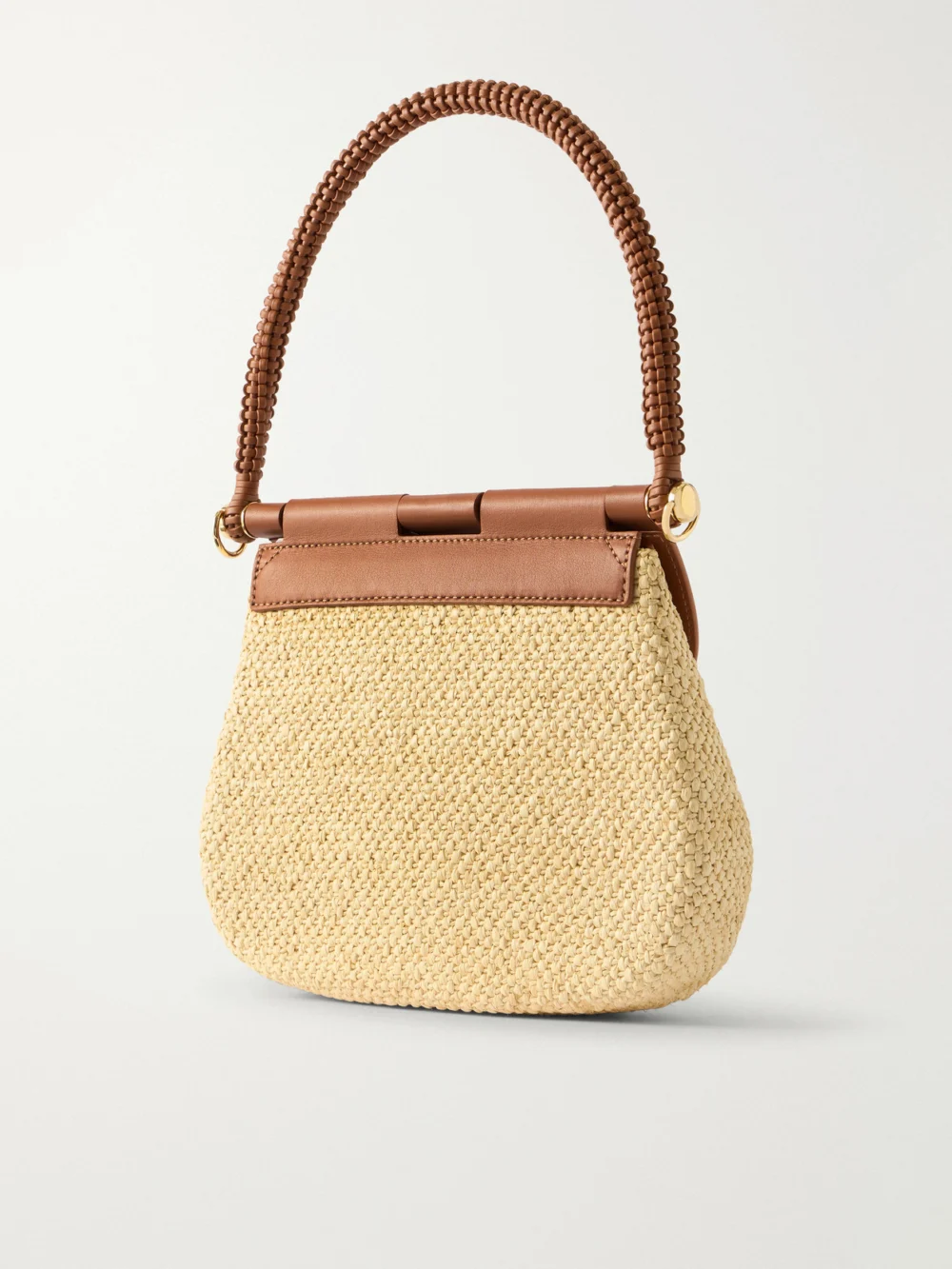 Back view of the Loewe + Paula's Ibiza Pescador Medium Embellished Leather-trimmed Raffia Shoulder Bag
