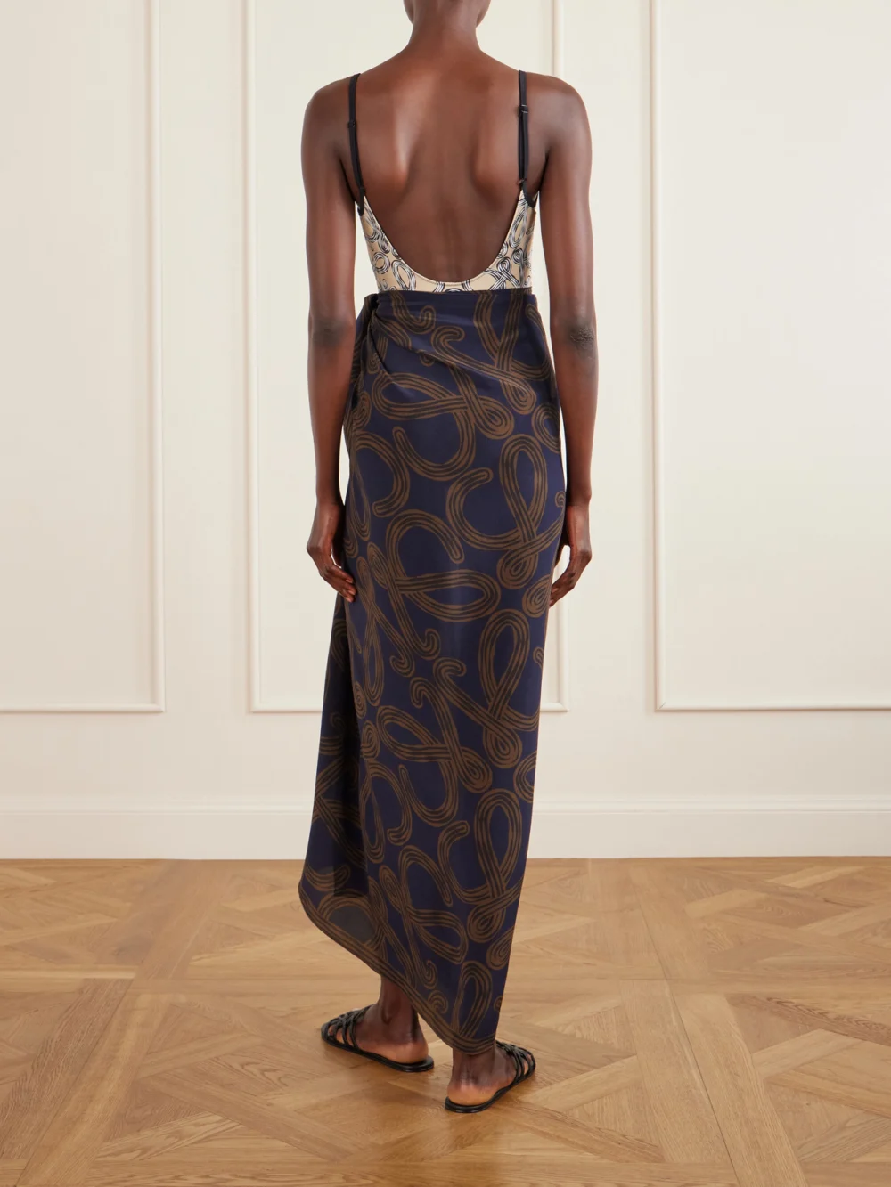 Back view of the Loewe + Paula's Ibiza Printed Silk Scarf