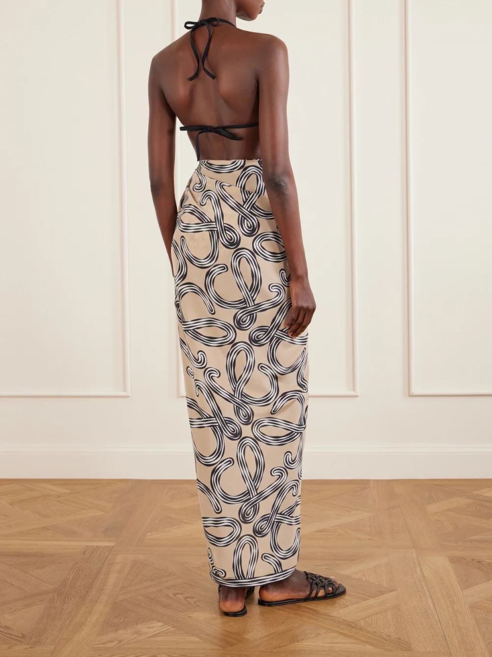 Back view of the Loewe + Paula's Ibiza Printed Silk Scarf