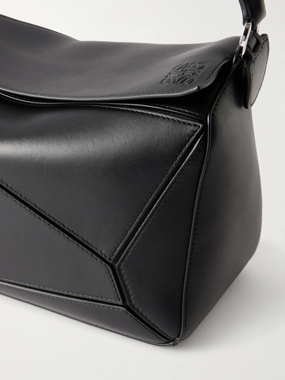 Close-up detail of the Loewe + Paula's Ibiza Puzzle Small Leather Shoulder Bag