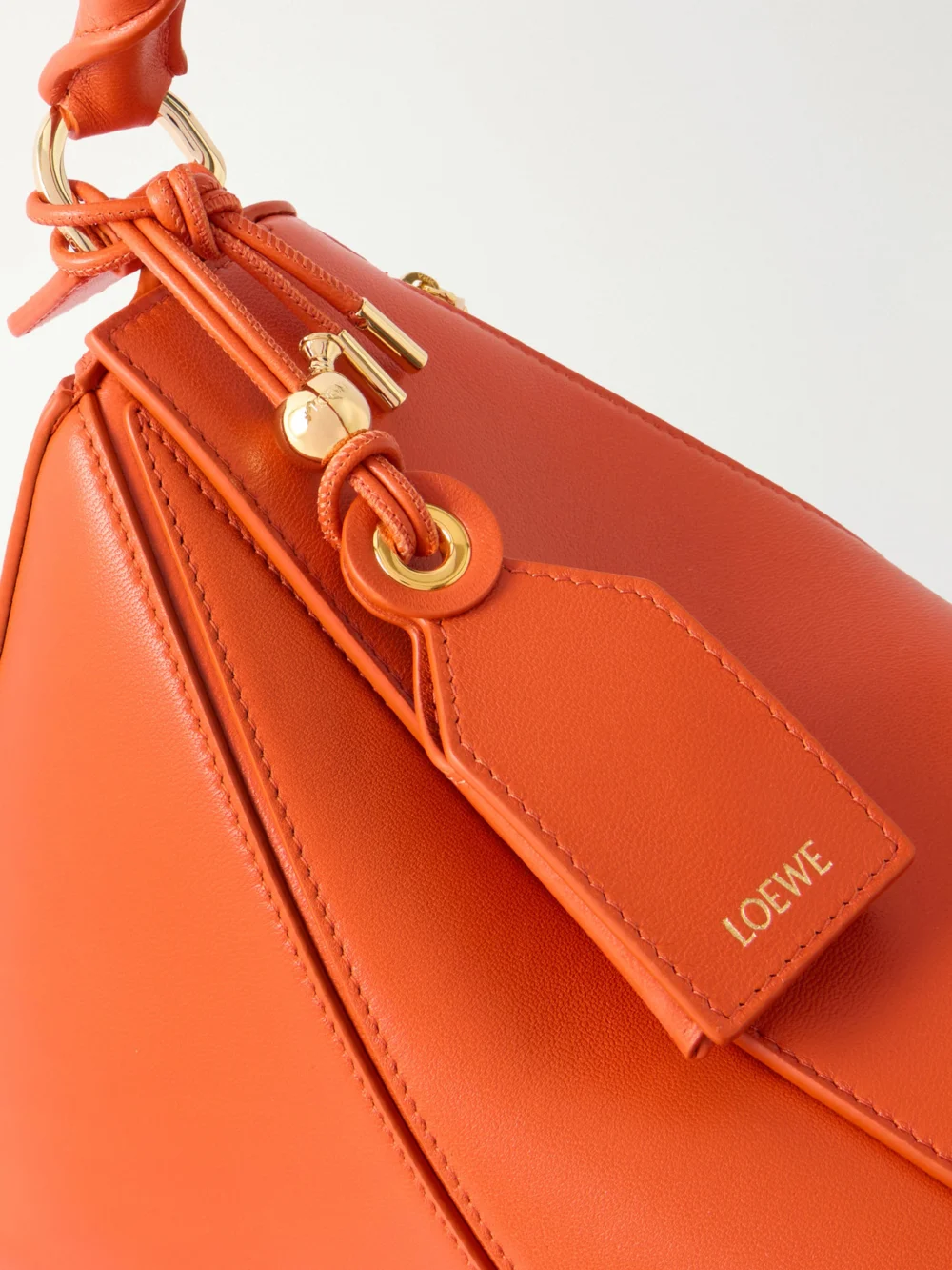 Close-up detail of the Loewe + Paula's Ibiza Puzzle Small Leather Shoulder Bag