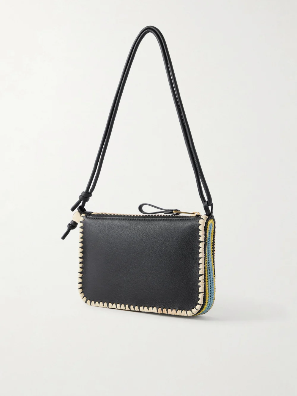 Back view of the Loewe + Paula's Ibiza Rio Raffia-trimmed Leather Shoulder Bag