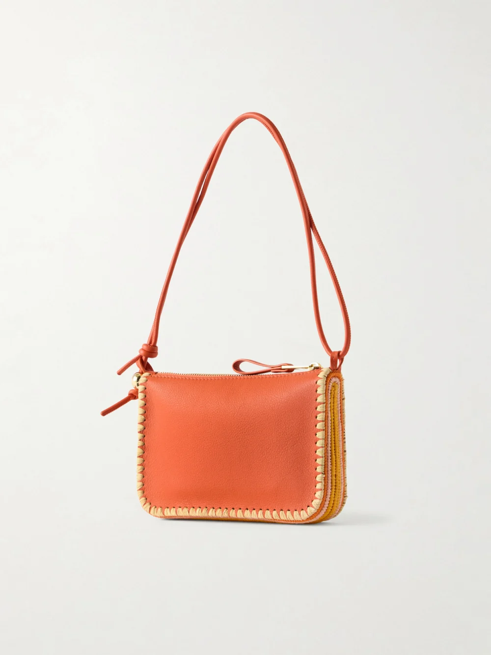Back view of the Loewe + Paula's Ibiza Rio Raffia-trimmed Leather Shoulder Bag