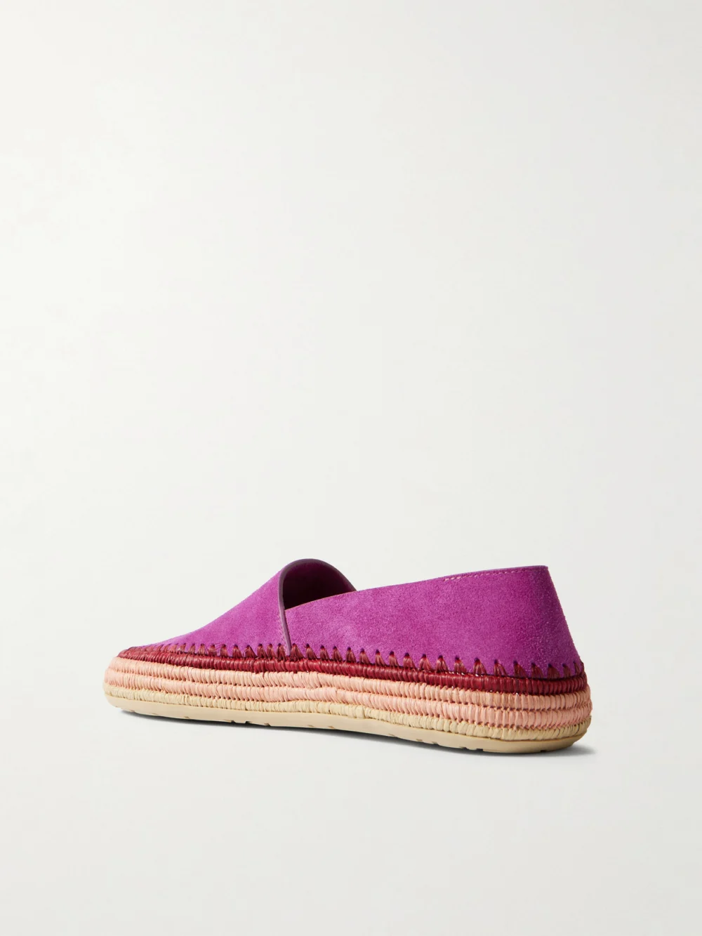 Back view of the Loewe + Paula's Ibiza Rio Raffia-trimmed Suede Espadrilles