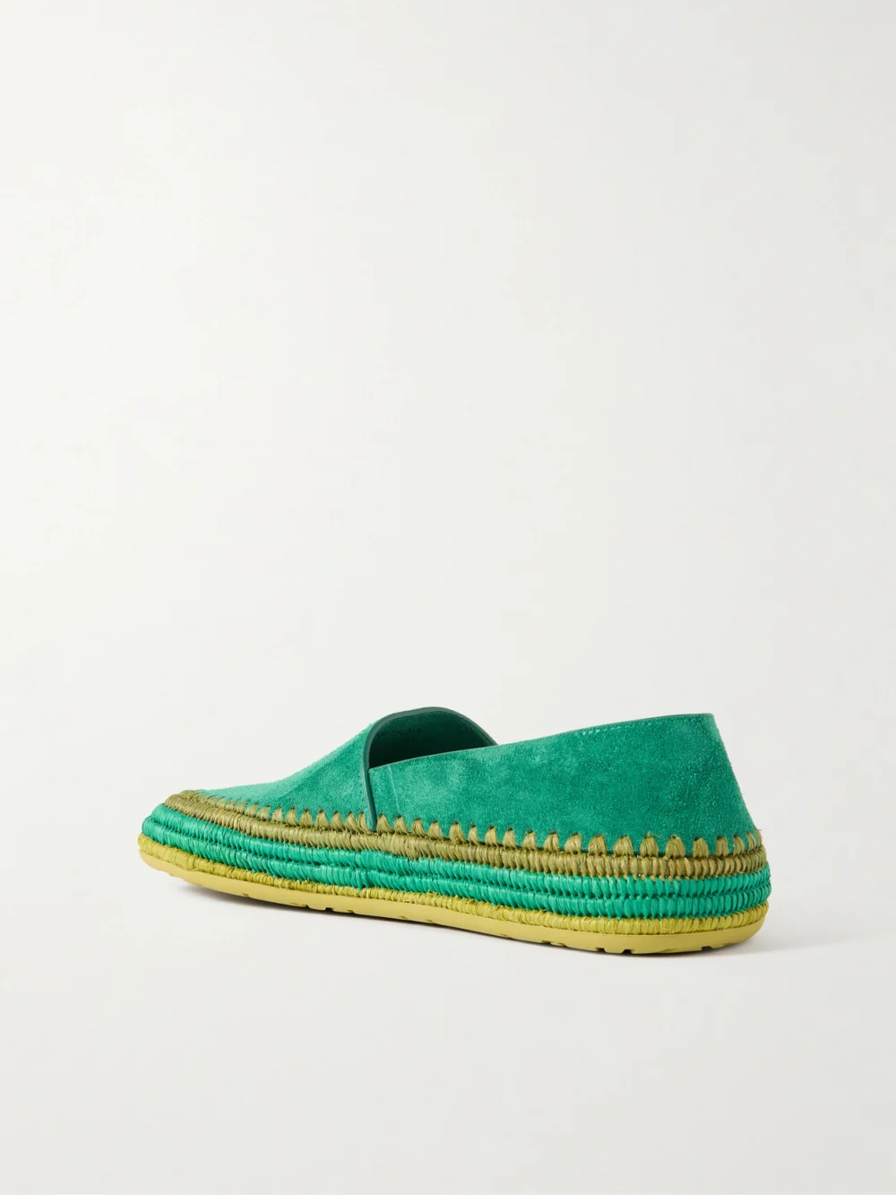 Back view of the Loewe + Paula's Ibiza Rio Raffia-trimmed Suede Espadrilles
