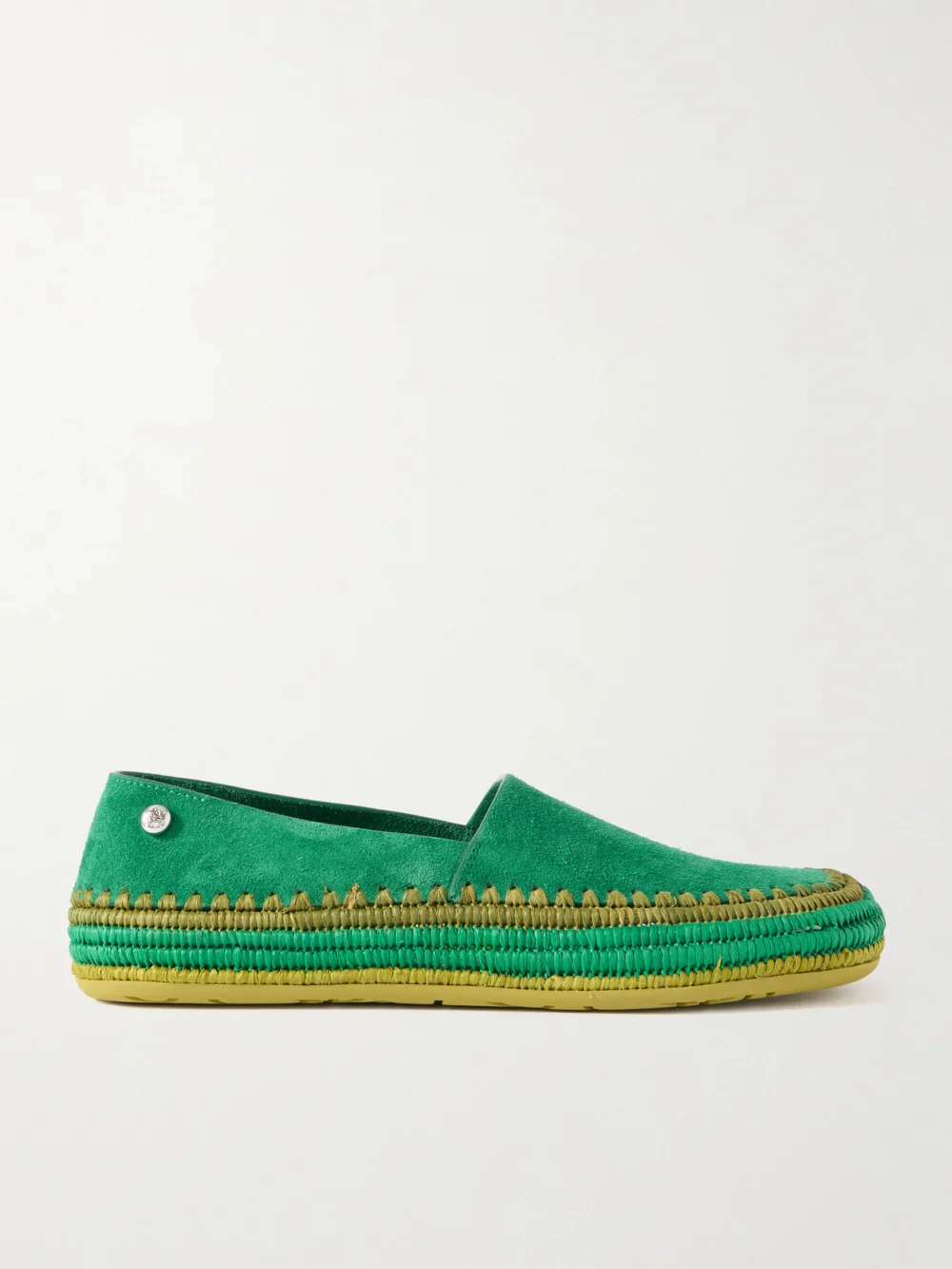 Loewe + Paula's Ibiza Rio Raffia-trimmed Suede Espadrilles in green