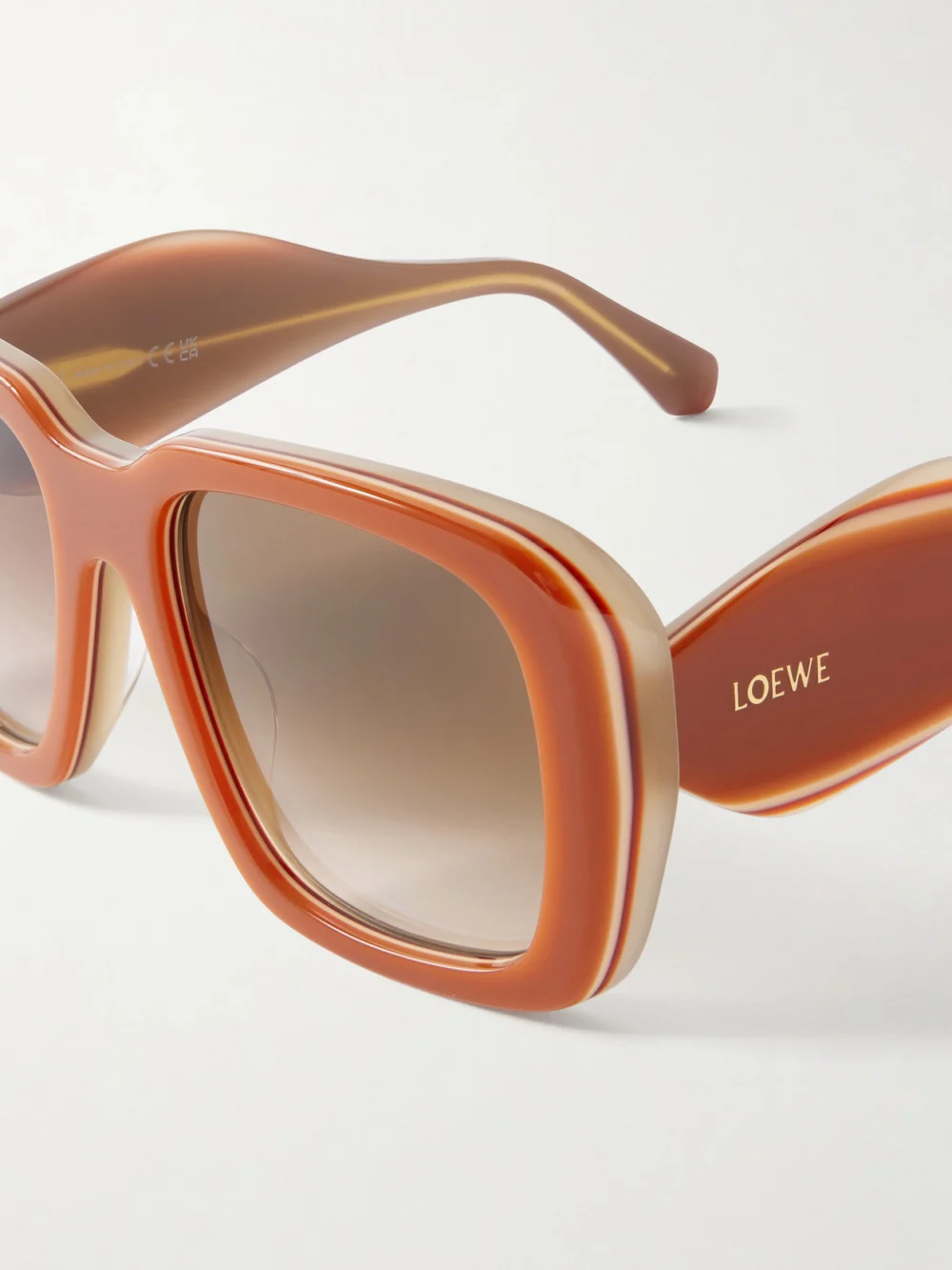 Close-up detail of the Loewe + Paula's Ibiza Square-frame Acetate Sunglasses