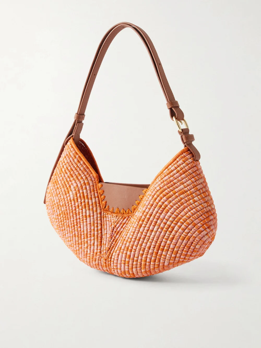Back view of the Loewe + Paula's Ibiza Swing Medium Leather-trimmed Raffia Shoulder Bag