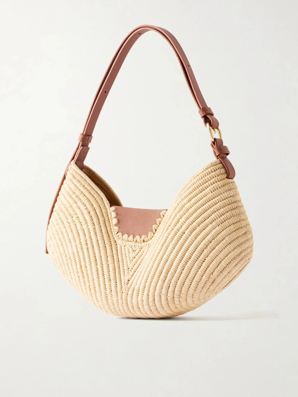 Back view of the Loewe + Paula's Ibiza Swing Medium Leather-trimmed Raffia Shoulder Bag