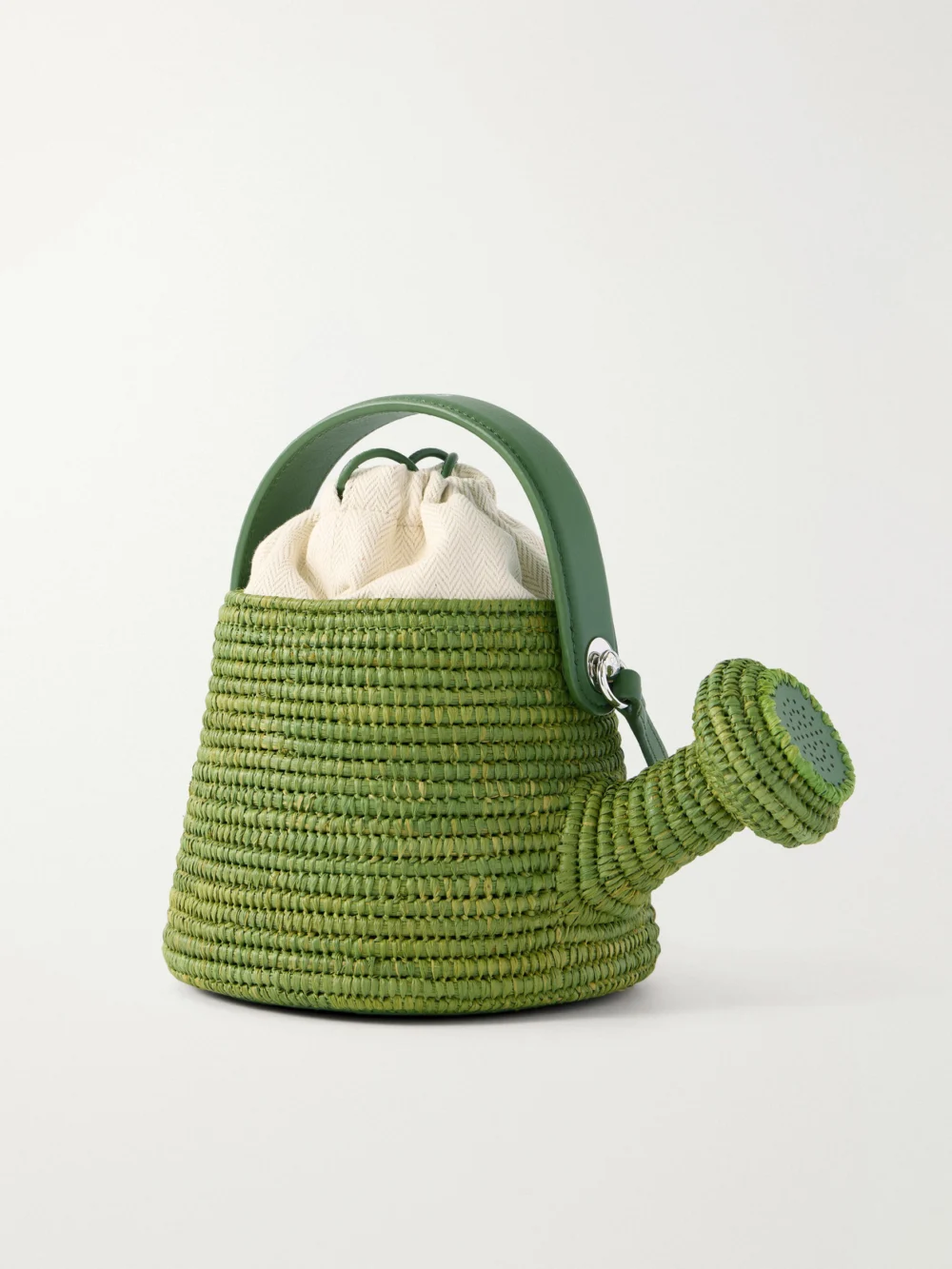 Back view of the Loewe + Paula's Ibiza Watering Can Leather-trimmed Raffia Shoulder Bag