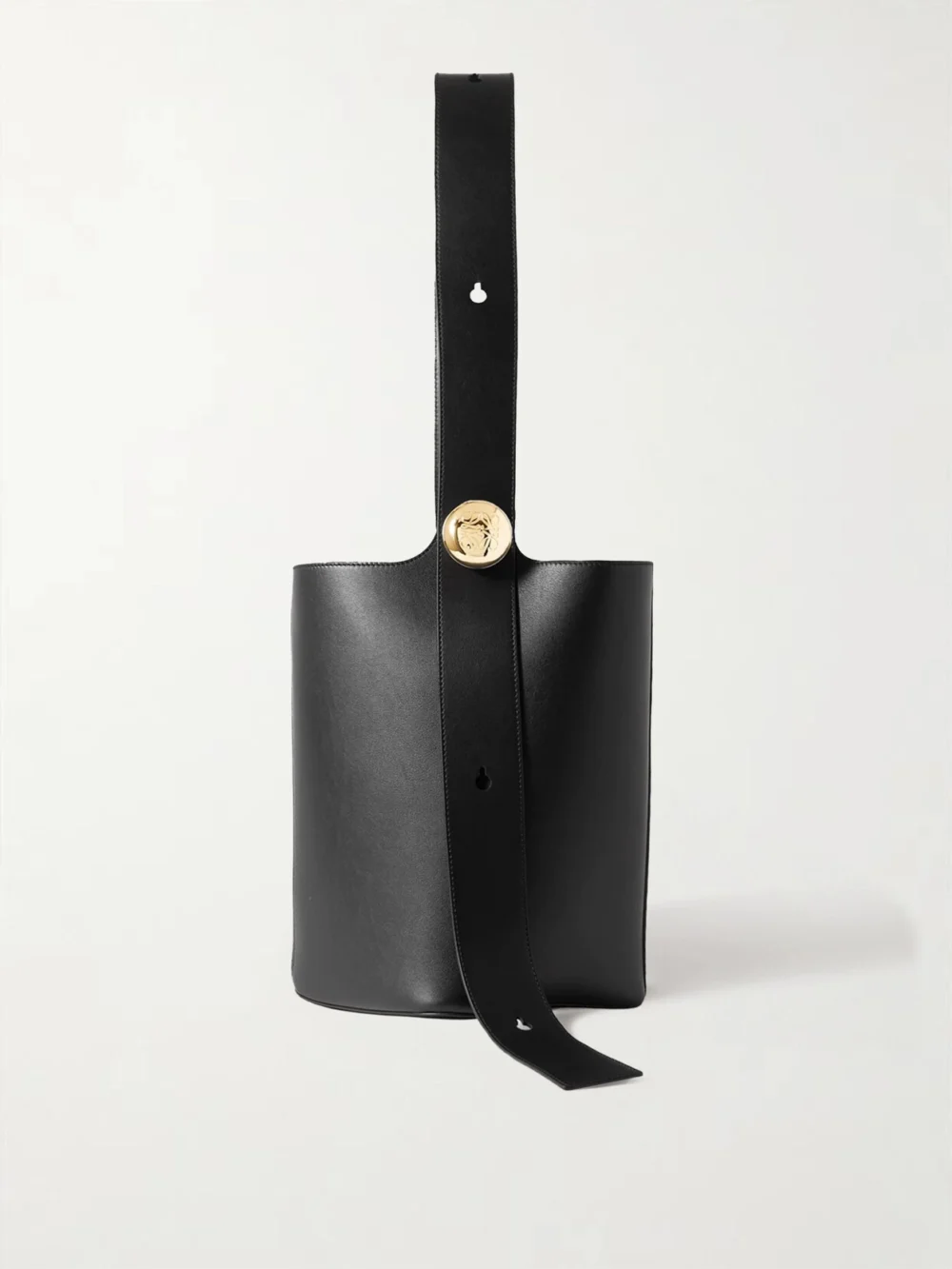 Loewe Pebble Embellished Leather Bucket Bag in black