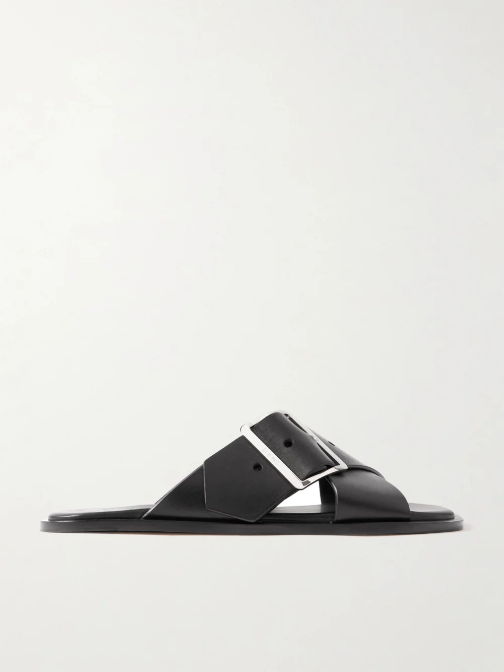 Loewe Petal Belt Buckled Leather Slides in black