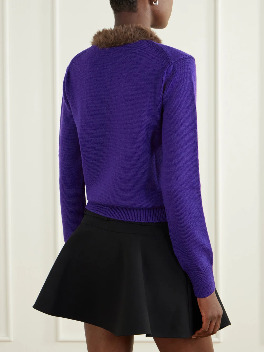 Back view of the Loewe Plush-trimmed Ribbed Wool Sweater