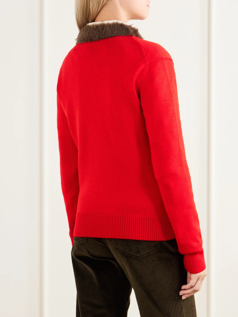 Back view of the Loewe Plush-trimmed Ribbed Wool Sweater