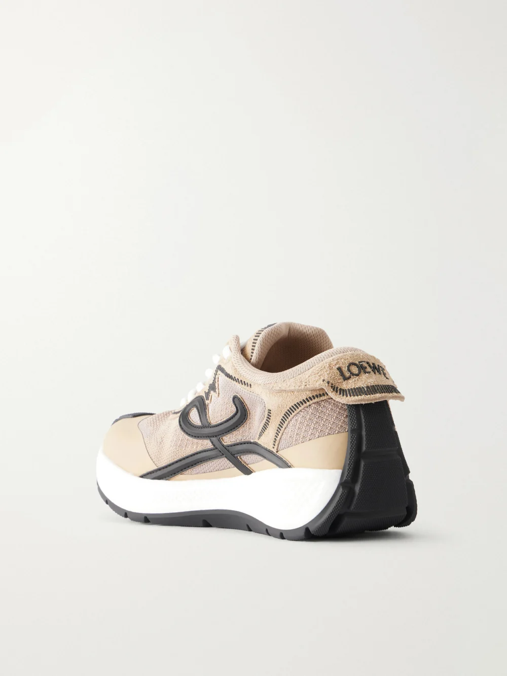 Back view of the Loewe Pogo Logo-detailed Suede-trimmed Knitted Sneakers