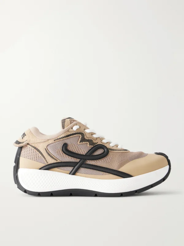 Loewe Pogo Logo-detailed Suede-trimmed Knitted Sneakers