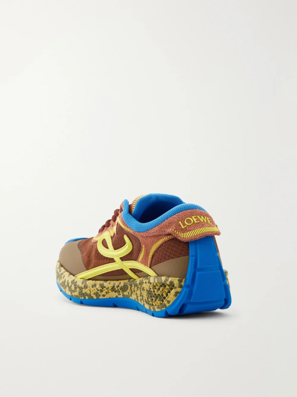 Back view of the Loewe Pogo Logo-detailed Suede-trimmed Knitted Sneakers
