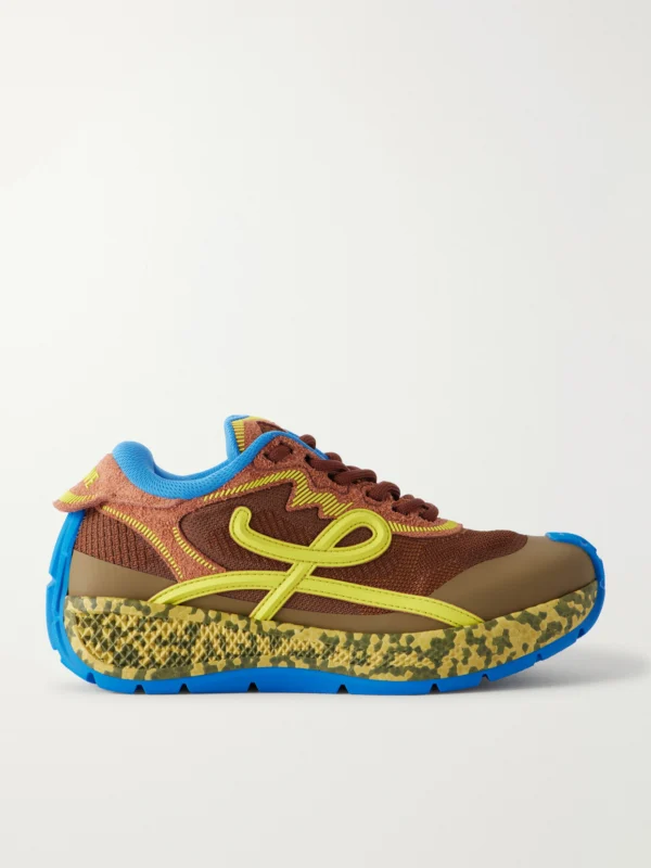 Loewe Pogo Logo-detailed Suede-trimmed Knitted Sneakers