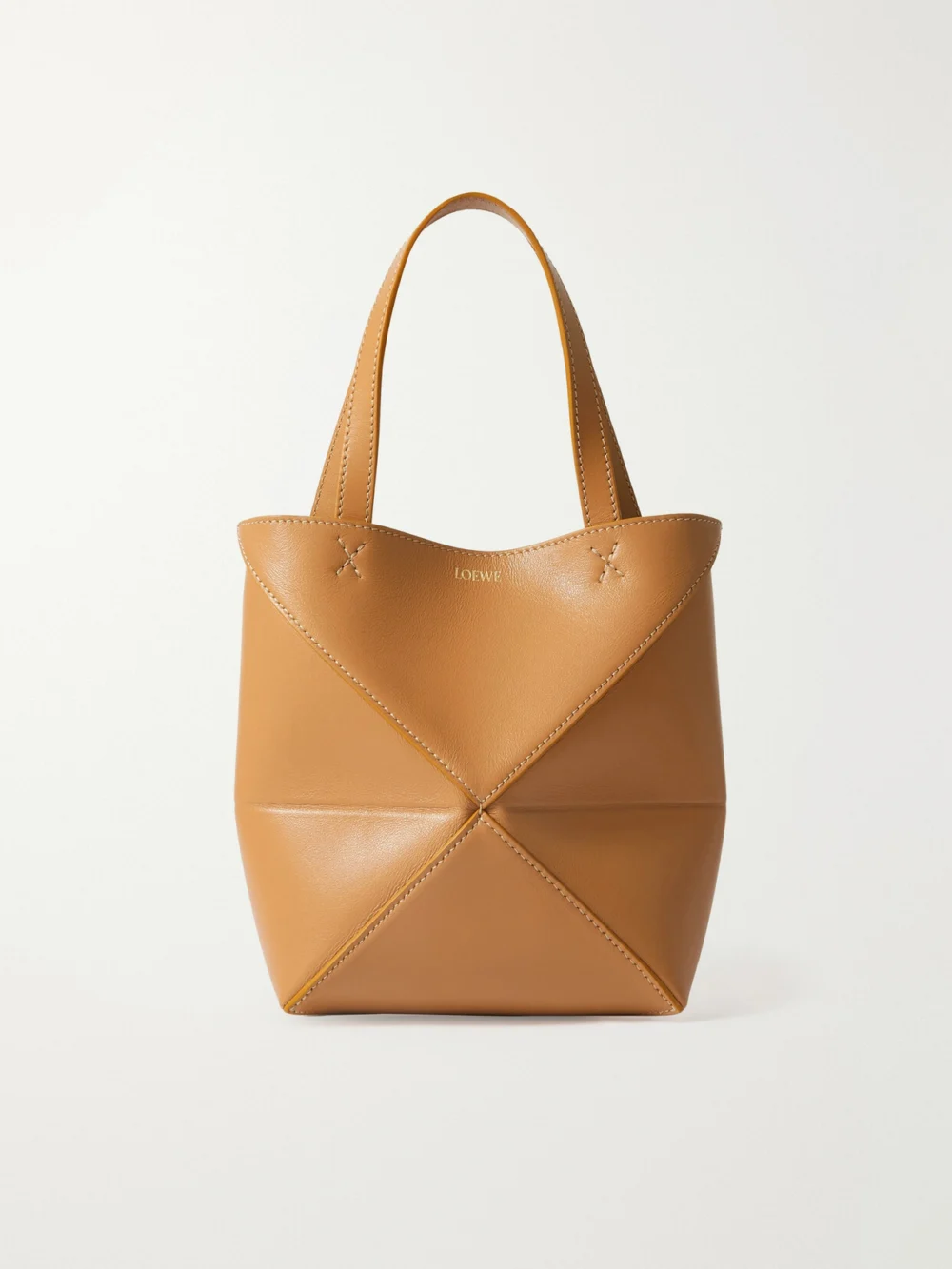 Loewe Puzzle Convertible Mini Leather Tote in tan