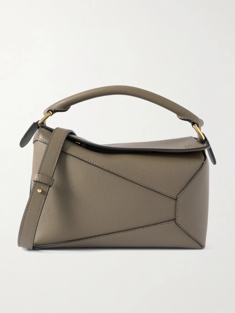 Loewe Puzzle Edge Small Textured-leather Shoulder Bag in taupe