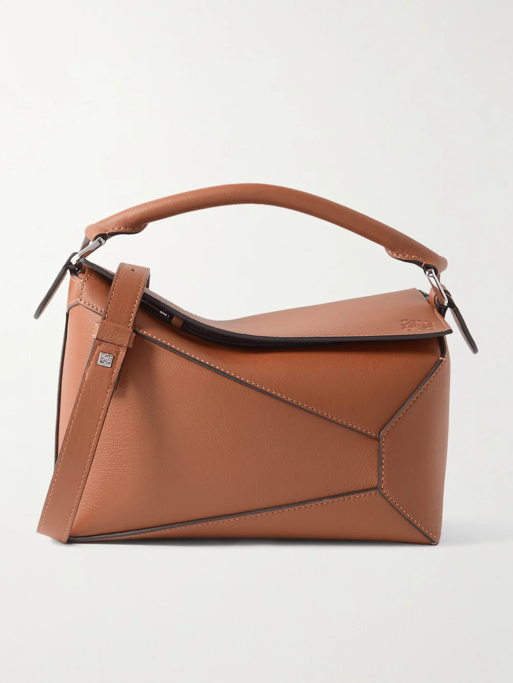 Loewe Puzzle Edge Small Textured-leather Top-handle Bag in tan