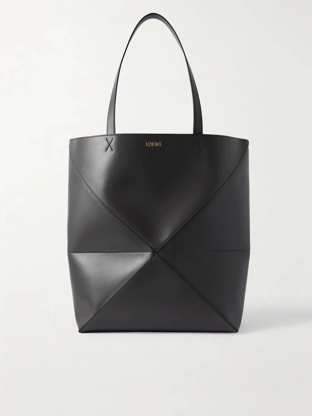 Loewe Puzzle Fold Convertible Large Leather Tote in dark gray