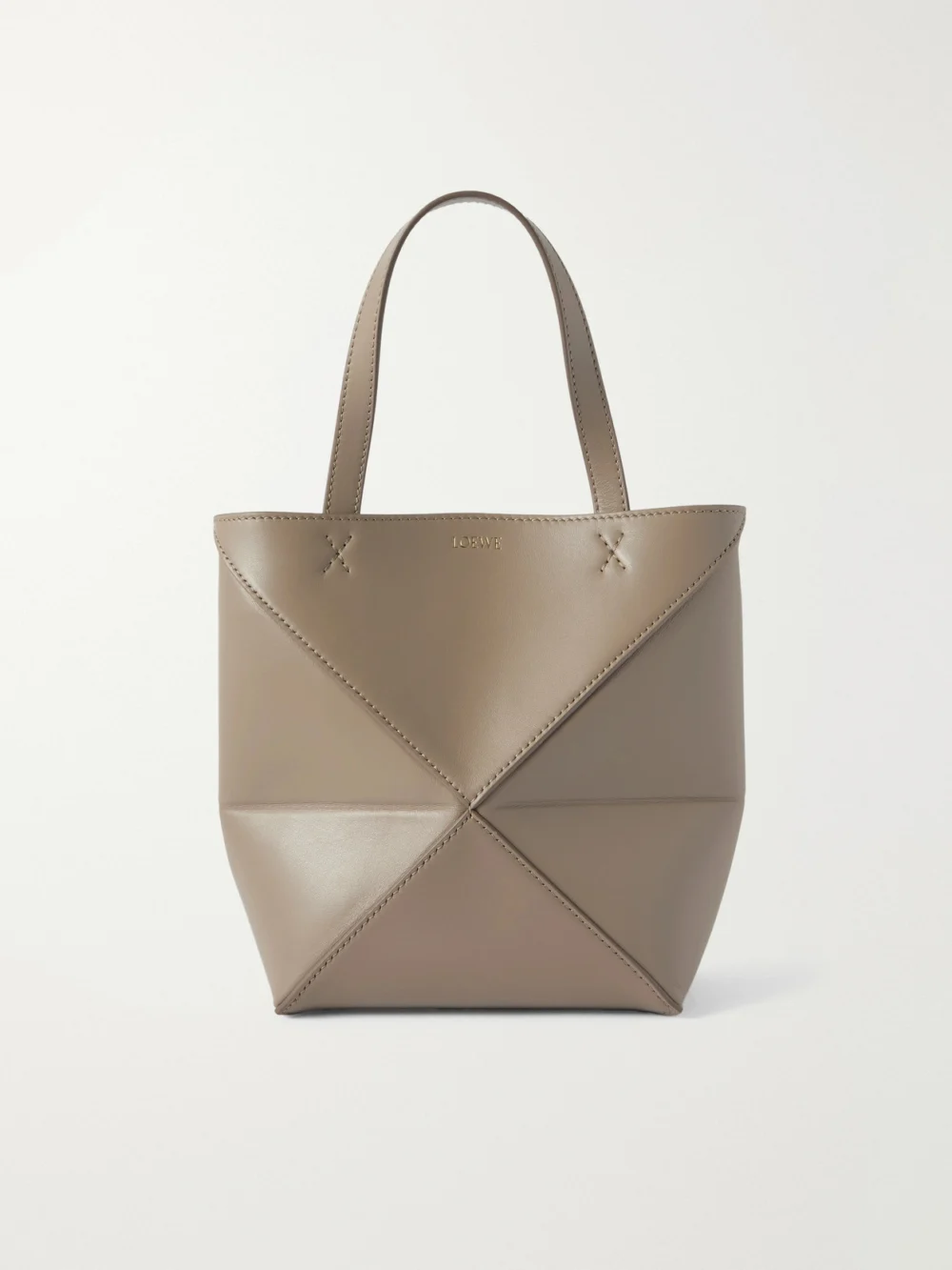 Loewe Puzzle Fold Convertible Mini Leather Tote in sand