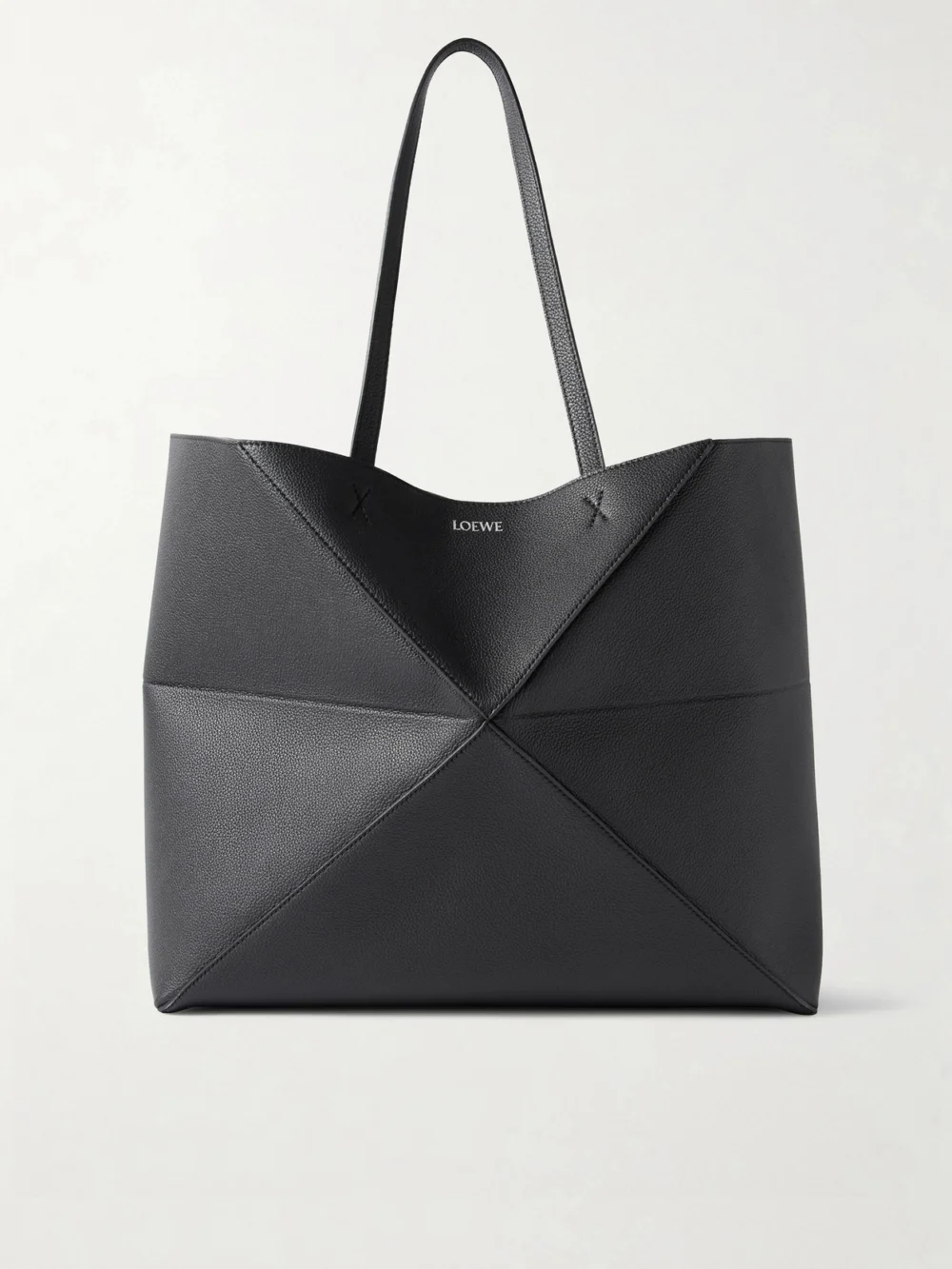Loewe Puzzle Fold Horizontal Large Textured-leather Tote in black
