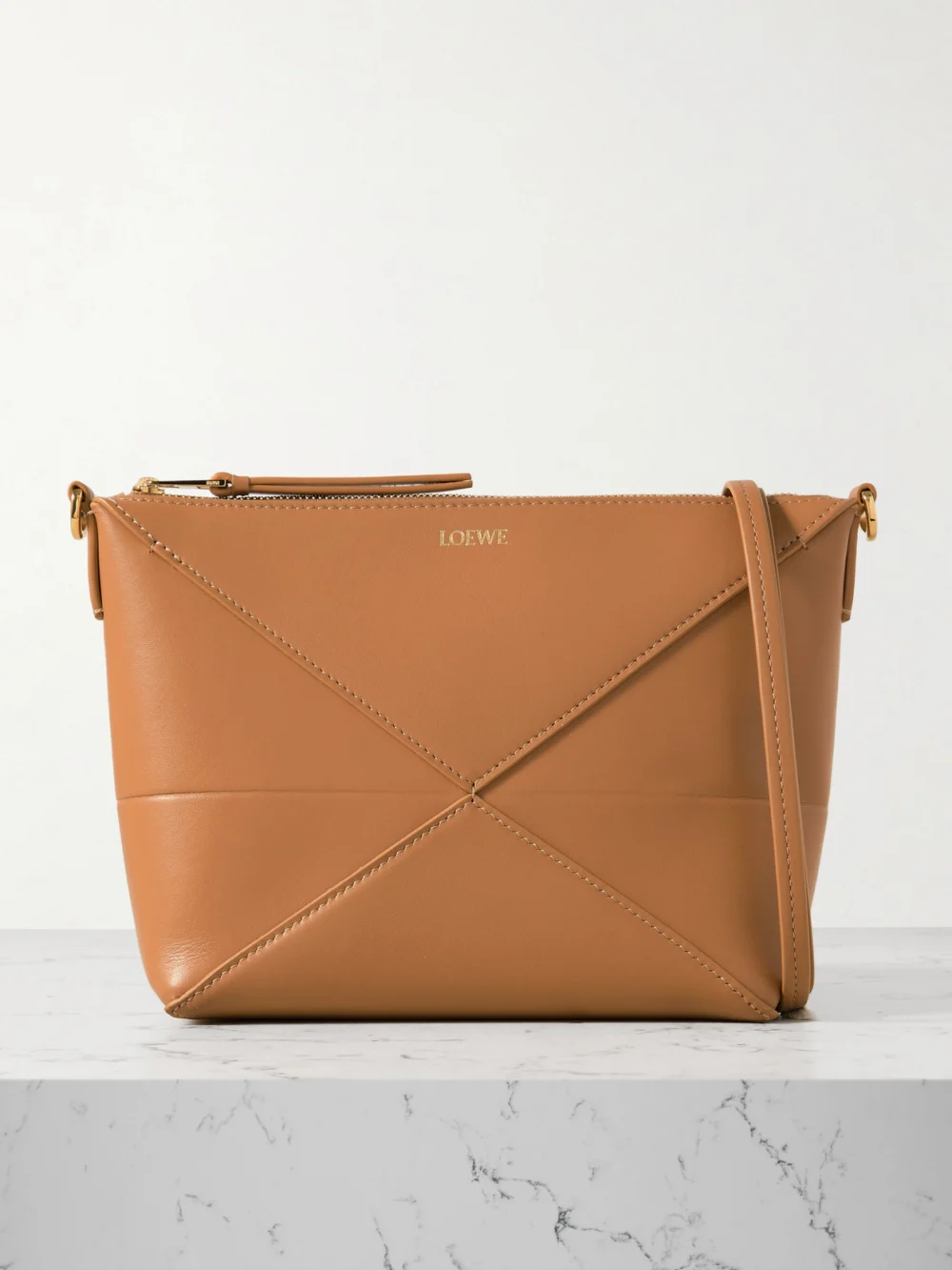 Loewe Puzzle Fold Leather Clutch in tan
