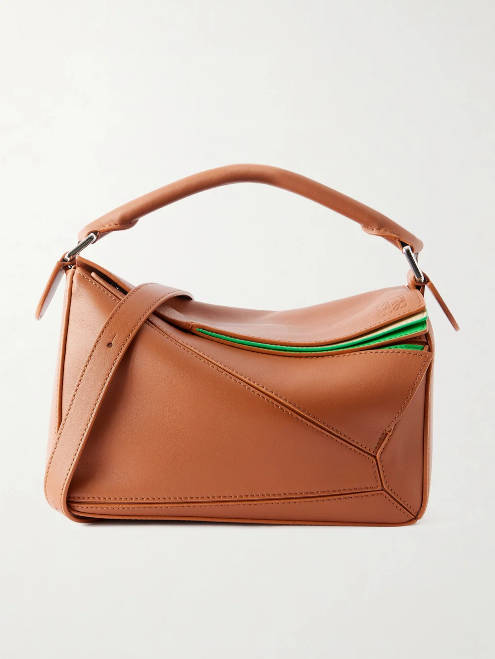 Loewe Puzzle Layers Small Leather Shoulder Bag in tan