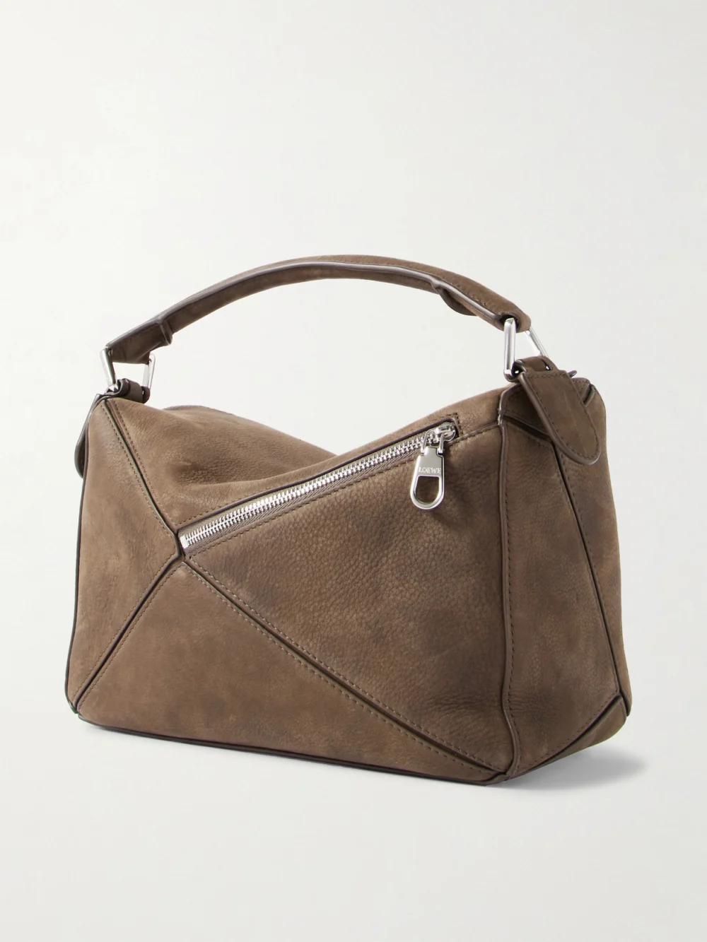 Back view of the Loewe Puzzle Small Textured-nubuck Shoulder Bag