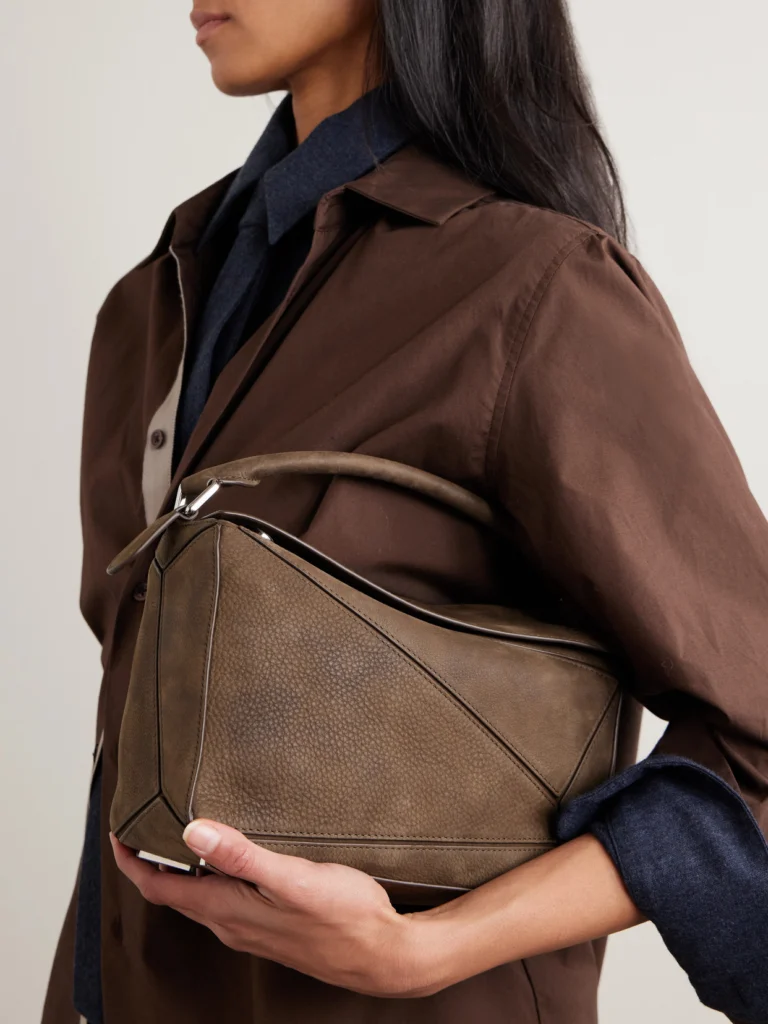 Loewe Puzzle Small Textured-nubuck Shoulder Bag