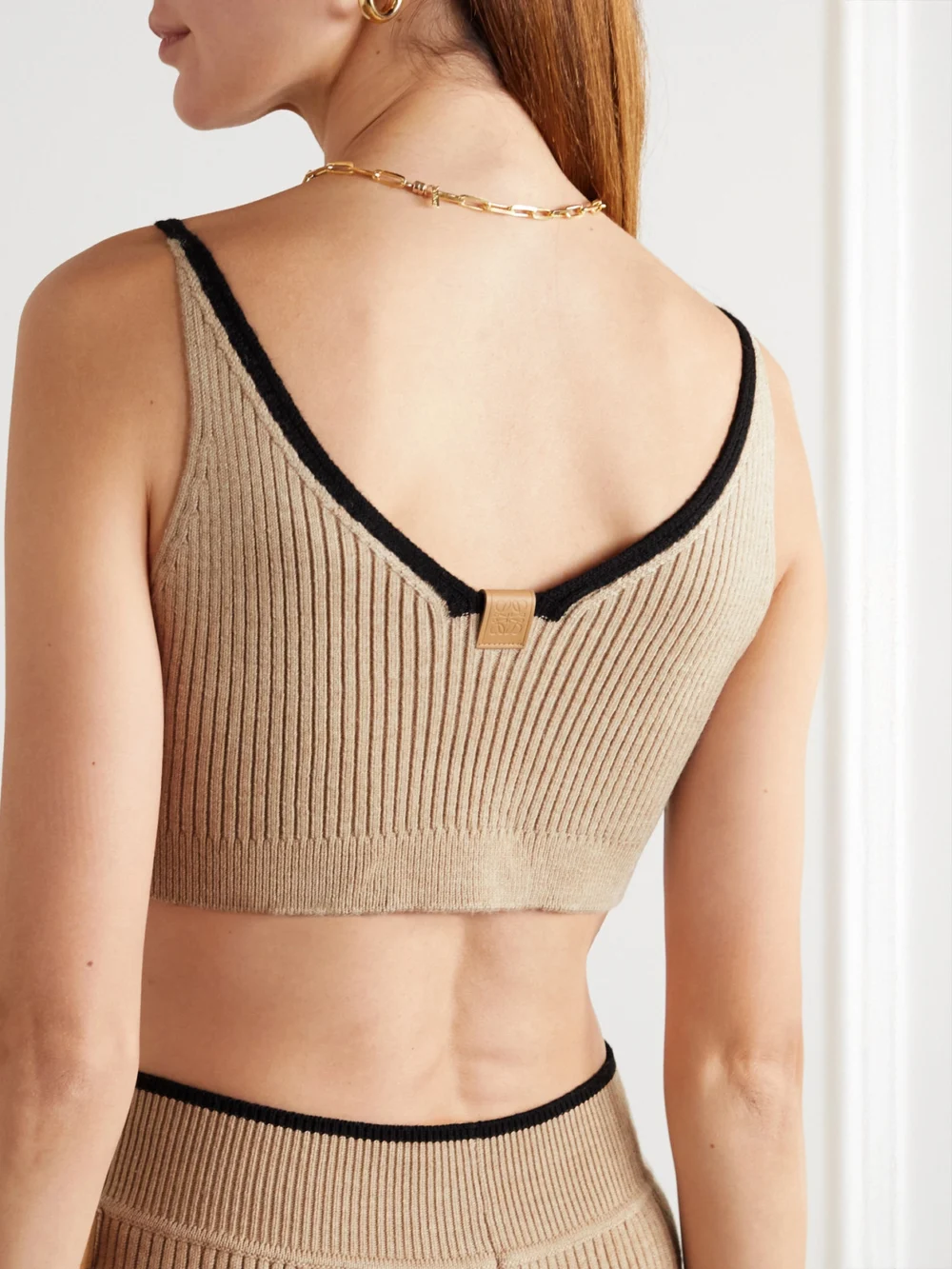 Back view of the Loewe Ribbed Wool Bralette