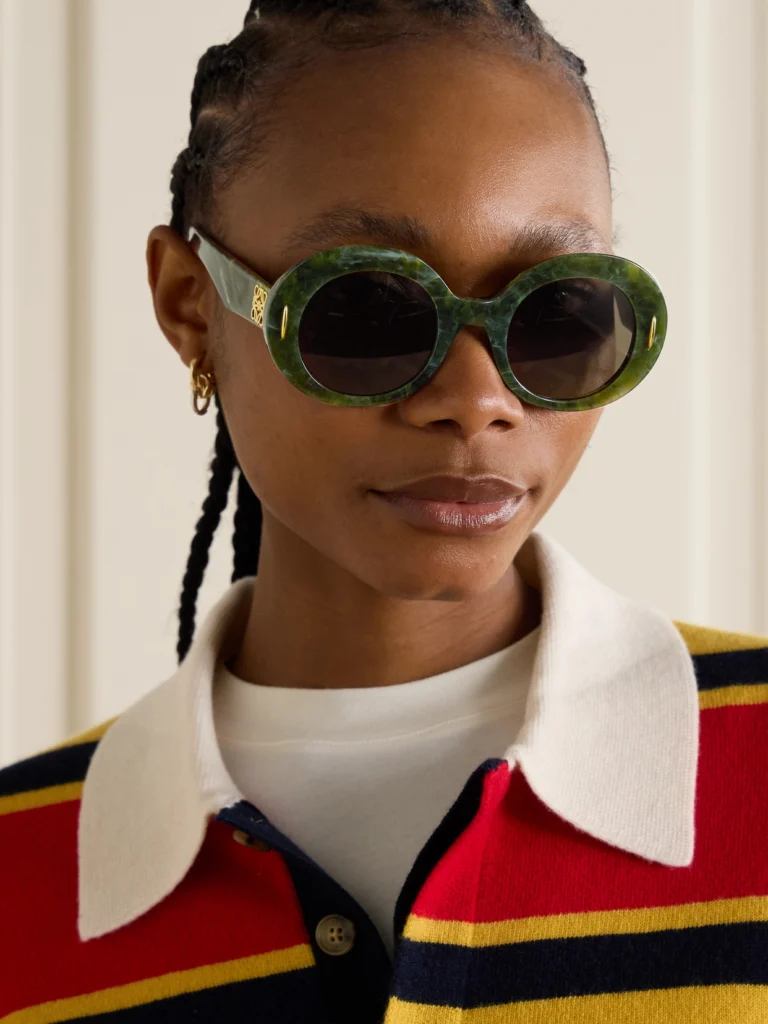 Loewe Round-frame Marbled Acetate Sunglasses