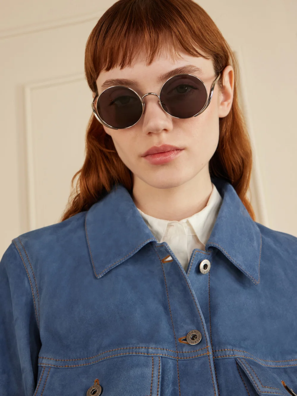 Loewe Round-frame Silver-tone Sunglasses, styled view