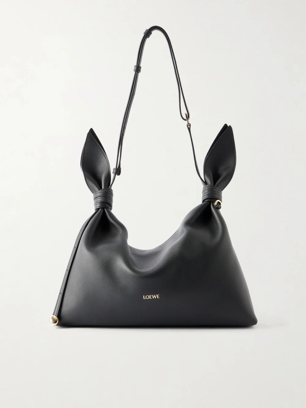 Loewe Scarf Medium Knot-detailed Leather Shoulder Bag in black