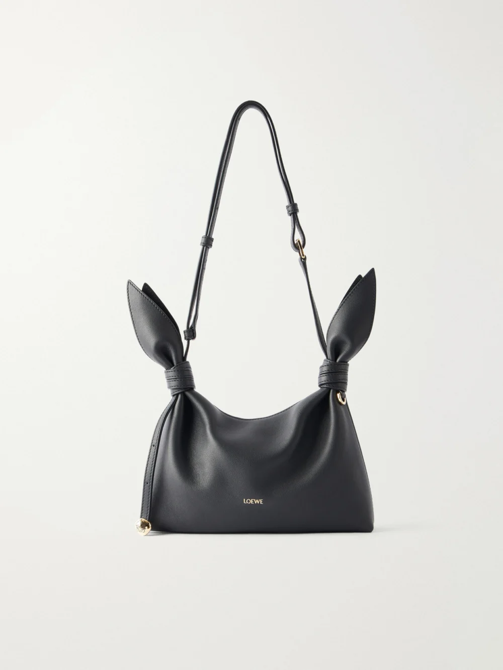 Loewe Scarf Mini Knot-detailed Leather Shoulder Bag in black